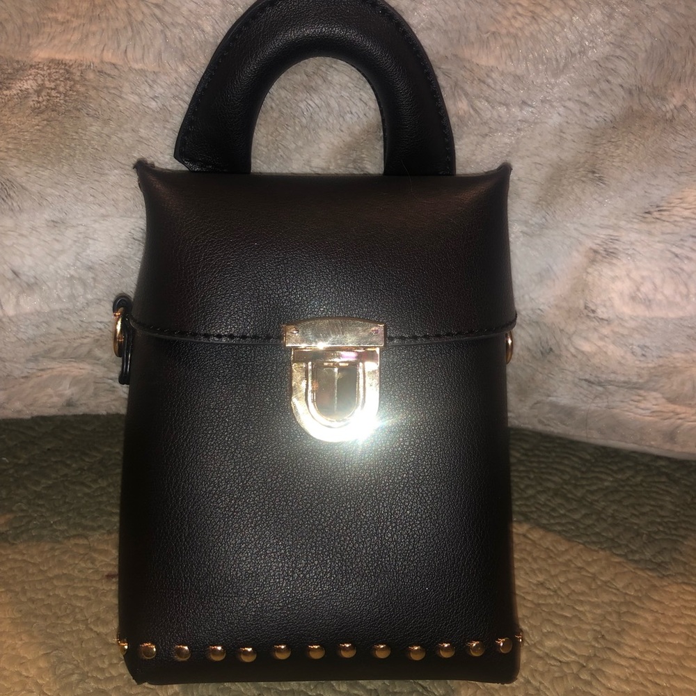 Black Cube Top Handle Soft Handbag - image 1